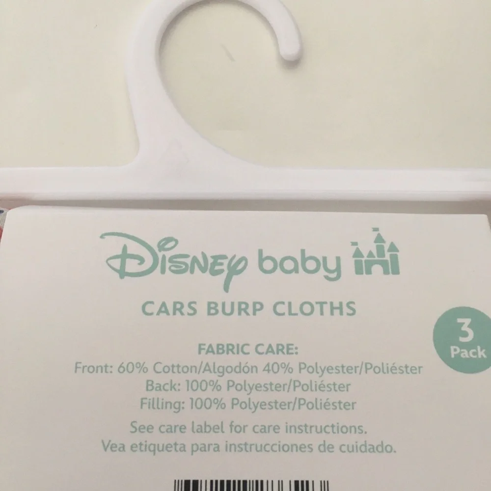 Disney Baby Cars Burp Cloths 3-Pack Soft Absorbent NEW